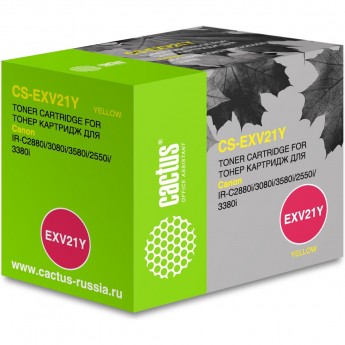 Лазерный картридж CACTUS CS-EXV21Y (C-EXV 21) для Canon IR C2380, C2380i, C2550, C2550i, C2880, C2880i, C3080, C3080i, C3380, C3380e, C3380i, C3380ne, C3480, C3480i, C3580, C3580i, C3580ne, C3880, C3880i, желтый, 14 000 стр.
