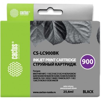 Струйный картридж CACTUS CS-LC900BK (LC900Bk) для принтеров Brother DCP-110c, 115c, 117c, 120c, 310cn, 315cn, 340cw, MFC-210c, 215c, 3240c, 3340cn, 410cn, 425cn, 5440cn, 5840cn, 620cn, 640cw, черный, 25,6 мл Струйный картридж CACTUS CS-LC900BK (LC900Bk) для принтеров Brother DCP-110c, 115c, 117c, 120c, 310cn, 315cn, 340cw, MFC-210c, 215c, 3240c, 3340cn, 410cn, 425cn, 5440cn, 5840cn, 620cn, 640cw, черный, 25,6 мл