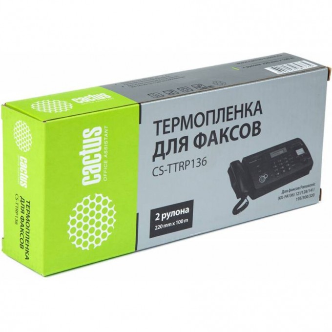 Термопленка CACTUS (KX-FA136A) для принтеров Panasonic KX F969, F1010, F1015, F1016, F1110, F1800, F1810, F1810E, F1810G, F1820, F1830, F1830G, FM205, FM210, FM220, FM230, FM255, FM260, FM280, FM330, FMC230, черная CS-TTRP136