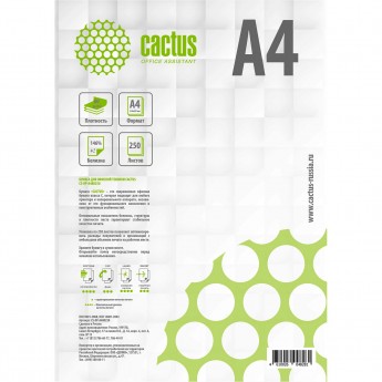 Бумага CACTUS CS-OP-A480250, формат A4, 80г/м2, 250 листов, офисная, белый