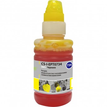 Чернила CACTUS CS-I-EPT0734 для Epson Stylus С79, C110, СХ3900, CX4900, CX5900, желтый, 100 мл Чернила CACTUS CS-I-EPT0734 для Epson Stylus С79, C110, СХ3900, CX4900, CX5900, желтый, 100 мл