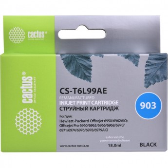 Cтруйный картридж CACTUS CS-T6L99AE (HP 903) для HP OfficeJet 6950 (P4C78A), 6960 Pro (J7K33A), 6970 Pro (J7K34A), черный, 18 мл