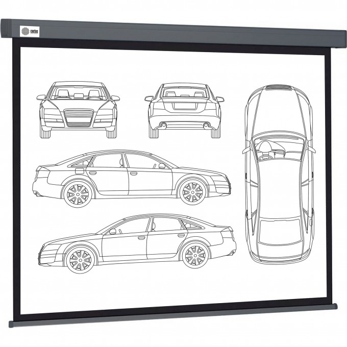 Экран CACTUS WALLSCREEN , 16:9, настенно-потолочный, корпус серый, 168x299 см. CS-PSW-168X299-SG