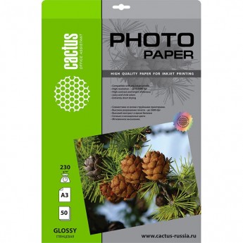 Фотобумага CACTUS CS-GA323050, формат A3, 230г/м2, белый Фотобумага CACTUS CS-GA323050, формат A3, 230г/м2, белый