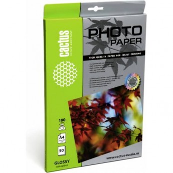 Фотобумага CACTUS CS-GA418050, формат A4, 180г/м2, белая Фотобумага CACTUS CS-GA418050, формат A4, 180г/м2, белая