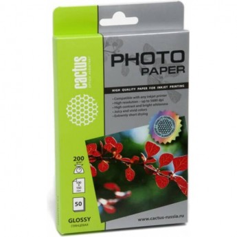Фотобумага CACTUS CS-GA620050, формат А6, 200г/м2, белая Фотобумага CACTUS CS-GA620050, формат А6, 200г/м2, белая