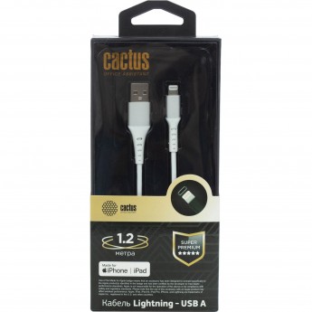 Кабель CACTUS CS-LG.USB.A-1.2 USB (m)-Lightning (m) 1.2 м, белый