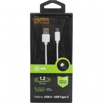 Кабель CACTUS CS-USB.A.USB.C-1.2 USB (m)-USB Type-C (m) 1.2 м, белый