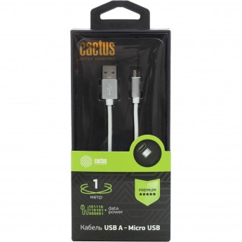 Кабель CACTUS CS-USB.A.USB.MICRO-1 USB Type-C (m)-micro USB (m) 1 м, белый