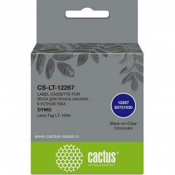 Картридж ленточный CACTUS CS-LT-12267 (12267) черный/прозрачный для Dymo Letra Tag LT-100H