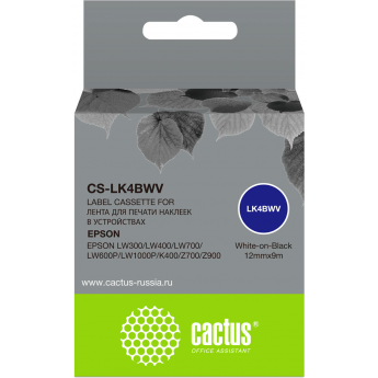 Картридж ленточный CACTUS CS-LK4BWV черный для Epson LW300, LW400, LW700, LW600P, LW1000P, K400, Z700, Z900