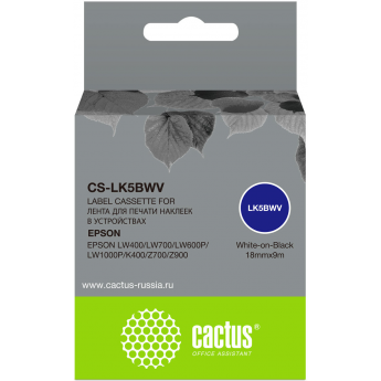 Картридж ленточный CACTUS CS-LK5BWV для Epson LW400, LW700, LW600P, LW1000P, K400, Z700, Z900, черный
