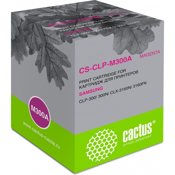 Лазерный картридж CACTUS (CLP-M300A) для Samsung CLP 300, 300n; CLX 2160, 2160n, 2160x, 2161k, 2161kn, 3130, 3130n, 3160, 3160fn, 3160n, пурпурный, 1 000 стр. CS-CLP-M300A