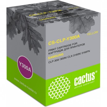 Лазерный картридж CACTUS CS-CLP-Y300A (CLP-Y300A) для Samsung CLP 300, 300n; CLX 2160, 2160n, 2160x, 2161k, 2161kn, 3130, 3130n, 3160, 3160fn, 3160n, желтый, 1 000 стр.