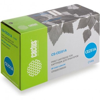 Лазерный картридж CACTUS CS-CE251A (HP 504A) для принтеров HP Color LaserJet CM3530, CM3530fs MFP, CP3520, CP3525, CP3525dn, CP3525x, голубой, 7 000 стр.