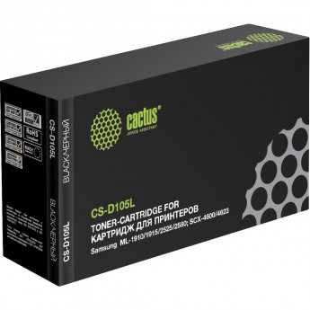 Лазерный картридж CACTUS CS-D105L (MLT-D105L) для Samsung ML 1910, 1915, 2525, 2525w, 2540, 2540r, 2580, 2580n; SCX 4600, 4623, 4623f, 4623fn, 4623fw; SF 650, 650p, черный, 2 500 стр.