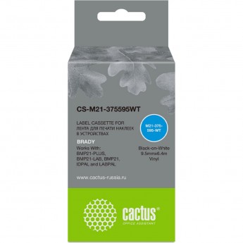 Ленточный картридж CACTUS CS-M21-375595WT для Brady BMP21-PLUS, BMP21-LAB, черный