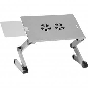 Стол для ноутбука CACTUS CS-LS-T8-C с кулером, серебристый, 27x42см