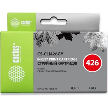 Струйный картридж CACTUS CS-CLI426GY (CLI-426GY) для Canon Pixma MG6140, MG6240, MG8140, MG8240, MX714, MX884, MX894, серый, 8,4 мл Струйный картридж CACTUS CS-CLI426GY (CLI-426GY) для Canon Pixma MG6140, MG6240, MG8140, MG8240, MX714, MX884, MX894, серый, 8,4 мл