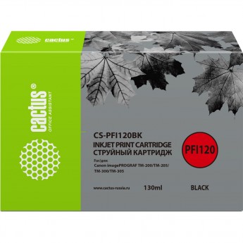 Струйный картридж CACTUS CS-PFI120BK для Canon imagePrograf TM-200, TM-205, TM-300, TM-305, черный, 130 мл