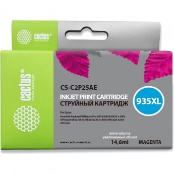 Струйный картридж CACTUS CS-C2P25AE (HP 935XL) для HP OfficeJet Pro 6230 ePrinter, Pro 6830 eAll in One, увеличенной емкости, пурпурный, 14,6 мл Струйный картридж CACTUS CS-C2P25AE (HP 935XL) для HP OfficeJet Pro 6230 ePrinter, Pro 6830 eAll in One, увеличенной емкости, пурпурный, 14,6 мл