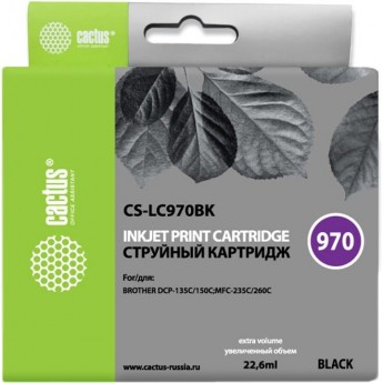 Струйный картридж CACTUS CS-LC970BK (LC970BK) для принтеров Brother DCP 135, DCP 135c, DCP 150, DCP 150c, DCP 153c, DCP 157c, DCP 750cn, MFC 235, MFC 235c, MFC 260, MFC 260c, черный, 22,6 мл Струйный картридж CACTUS CS-LC970BK (LC970BK) для принтеров Brother DCP 135, DCP 135c, DCP 150, DCP 150c, DCP 153c, DCP 157c, DCP 750cn, MFC 235, MFC 235c, MFC 260, MFC 260c, черный, 22,6 мл