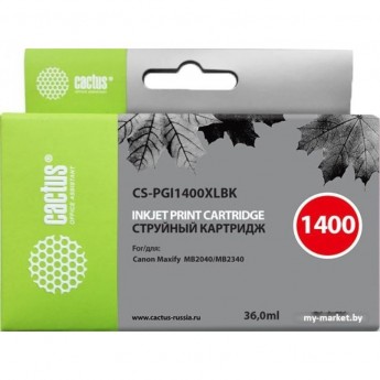 Струйный картридж CACTUS CS-PGI1400XLBK (PGI-1400XL BK) для Canon MAXIFY MB2040, MB2140, MB2340, MB2740, черный 36 мл