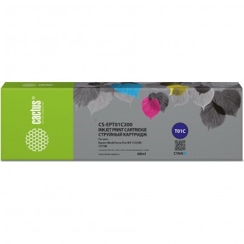 Струйный картридж CACTUS CS-EPT01C200 T01C для Epson WorkForce Pro WF-C529RDTW, WF-C579RD2TWF, WF-C579RDTWF Pro. голубой, 68 мл