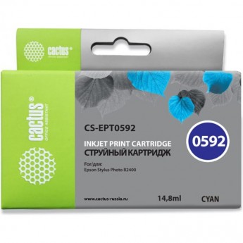 Струйный картридж CACTUS CS-EPT0592 (T0592) для принтеров Epson Stylus Photo R2400, голубой, 14,8 мл Струйный картридж CACTUS CS-EPT0592 (T0592) для принтеров Epson Stylus Photo R2400, голубой, 14,8 мл