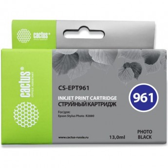 Струйный картридж CACTUS CS-EPT961 (T0961) для принтеров Epson Stylus Photo R2880, черный глянцевый, 13 мл