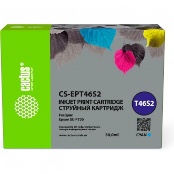 Струйный картридж CACTUS CS-EPT46S2 (T46S2) для Epson SureColor SC-P700, голубой, 30 мл Струйный картридж CACTUS CS-EPT46S2 (T46S2) для Epson SureColor SC-P700, голубой, 30 мл