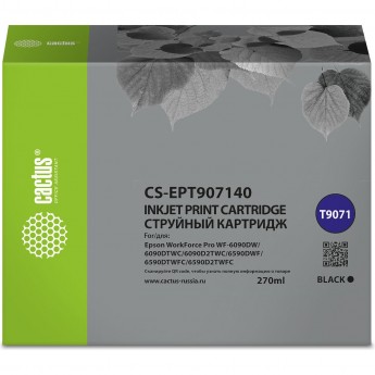 Струйный картридж CACTUS CS-EPT907140 (T9071) для Epson WorkForce WF-6090DW, WF-6590DWF Pro, черный, 270 мл