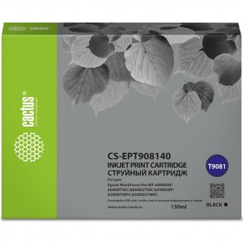 Струйный картридж CACTUS CS-EPT908140 (T9081) для Epson WorkForce WF-6090DW, WF-6590DWF Pro, черный, 130 мл
