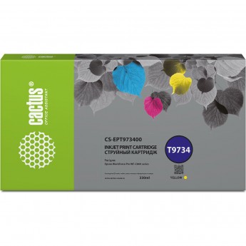 Струйный картридж CACTUS CS-EPT973400 (T9734) для Epson WorkForce WF-C869RD3TWFC, WF-C869RDTWF, желтый, 330 мл