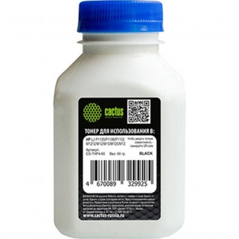 Тонер CACTUS CS-THP4-60 черный флакон для принтера HP LJ P1005,P1006,P1100,P1102 60 гр Тонер CACTUS CS-THP4-60 черный флакон для принтера HP LJ P1005,P1006,P1100,P1102 60 гр